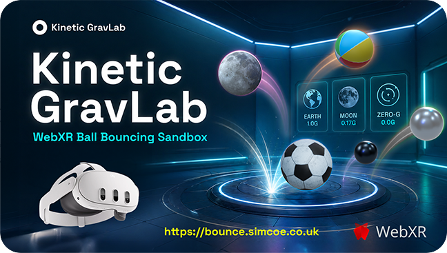 Kinetic GravLab WebXR ball-bouncing physics sandbox
